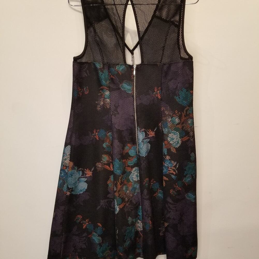 Spense Sleeveless A-Line Stretch Dress Black Net Zipper Back Floral Plus Size 14 - Picture 10 of 14